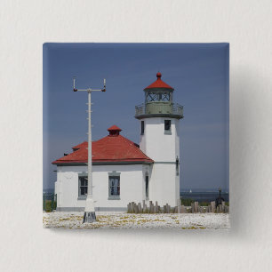 Bóton Quadrado 5.08cm EUA, Washington, Seattle, Alki Point Lighthouse, 2
