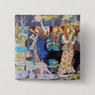 Bóton Quadrado 5.08cm Eugene Grasset, Felix Gaudin - Harmony