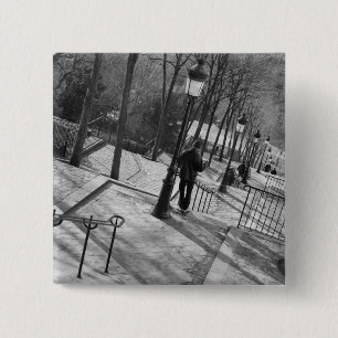 Bóton Quadrado 5.08cm Europa, França, Paris, Montmartre: Manhã em