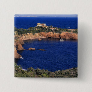 Bóton Quadrado 5.08cm Europa, França, Theoule-sur-Mer. Um telhado de tel