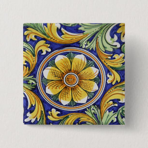 Bóton Quadrado 5.08cm Europa, Itália, Sicília, Taormina. Tradicional 4