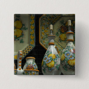 Bóton Quadrado 5.08cm Europa, Itália, Sicília, Taormina. Tradicional 7