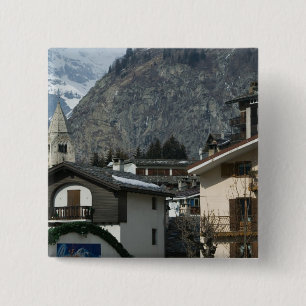 Bóton Quadrado 5.08cm Europa, Itália, Vale de Aosta, COURMAYEUR: Cidade