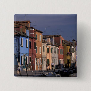 Bóton Quadrado 5.08cm Europa, Itália, Veneza. Casas multicoloridas