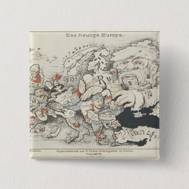 Bóton Quadrado 5.08cm Europe', de hoje 1887 (Frente)