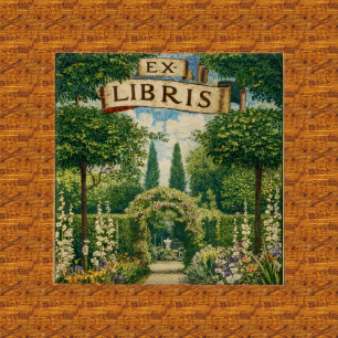 Bóton Quadrado 5.08cm Ex Libris de Jardim Vintage para Livros