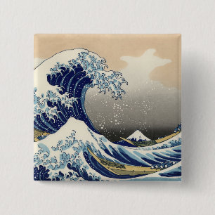 Bóton Quadrado 5.08cm Excelente Wave Kanagawa - Pintura Japonesa