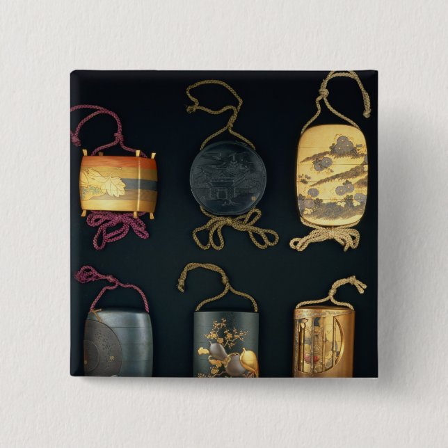 Bóton Quadrado 5.08cm Exemplo do Inro, século XIX (Frente)