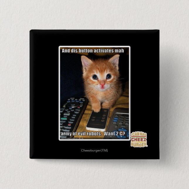 Bóton Quadrado 5.08cm Exército de robôs maus (Frente)