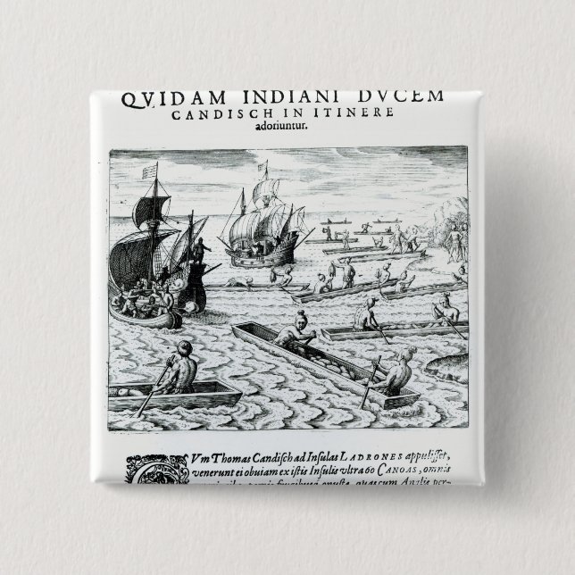 Bóton Quadrado 5.08cm Expedição de Thomas Cavendish (Frente)