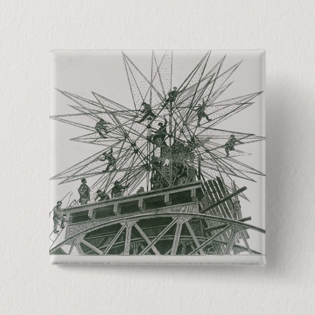 Bóton Quadrado 5.08cm Exposição universal de 1900 (Frente)