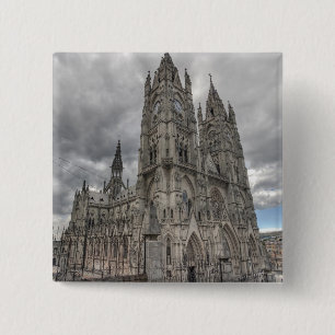 Bóton Quadrado 5.08cm Exterior da Basílica em Quito, Equador
