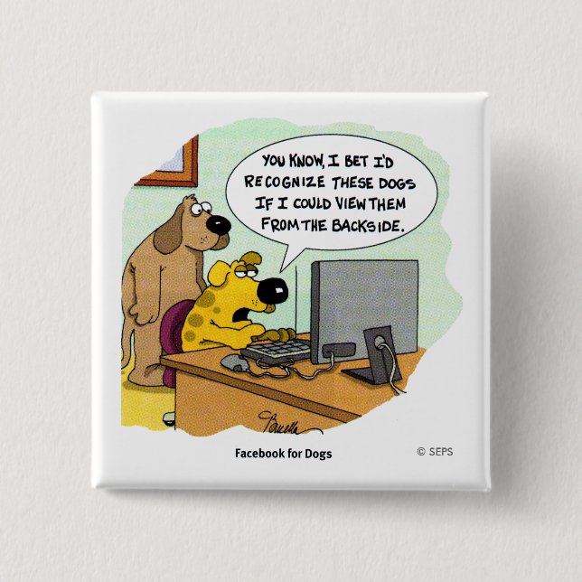 Bóton Quadrado 5.08cm Facebook para cães (Frente)