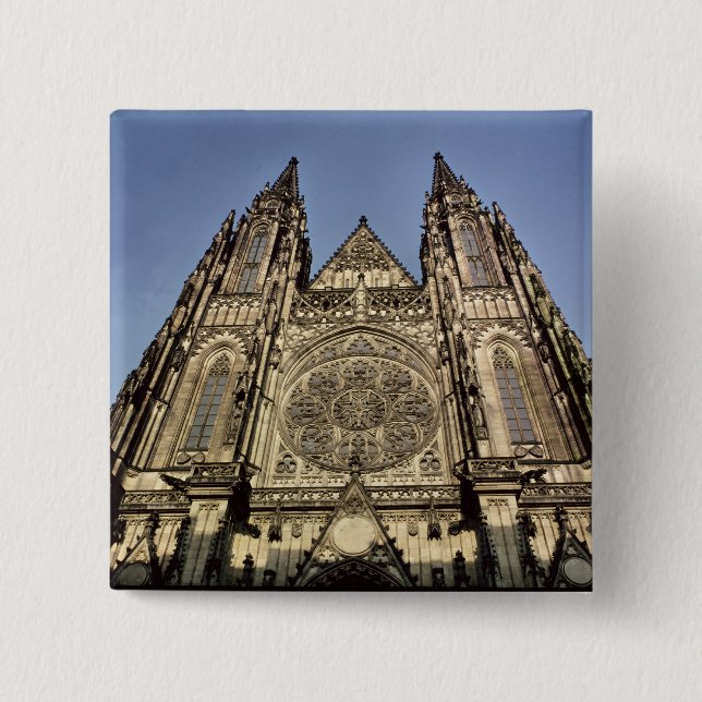 Bóton Quadrado 5.08cm Fachada da catedral de St. Vitus (Frente)