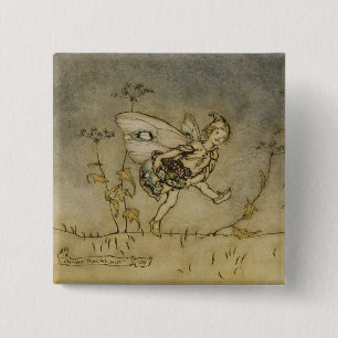 Bóton Quadrado 5.08cm Fada de Arthur Rackham , ilustração 'de um Mids