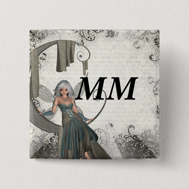 Bóton Quadrado 5.08cm Fada de manga (Frente)