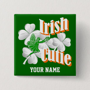 Bóton Quadrado 5.08cm Fada irlandesa personalizada com fada