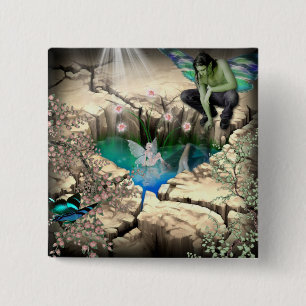 Bóton Quadrado 5.08cm Faerie em Elven Pond