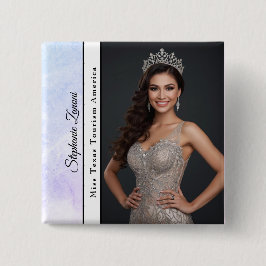 Bóton Quadrado 5.08cm Faixa de Desfile de Mármore Personalizado com Foto