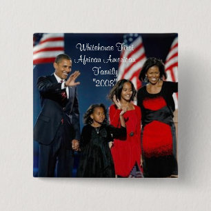 Bóton Quadrado 5.08cm Família do afro-americano de Whitehouse primeira"
