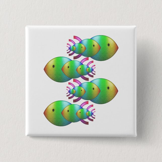 Bóton Quadrado 5.08cm Famílias cristãs do símbolo dos peixes (Frente)