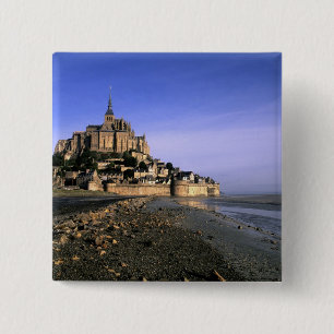 Bóton Quadrado 5.08cm Famosa Fortaleza da Ilha de Le Mont St. Michel em