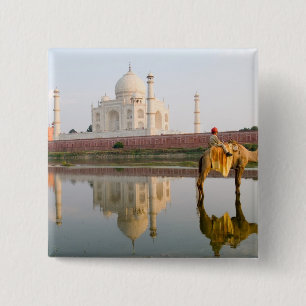 Bóton Quadrado 5.08cm Famoso templo Taj Mahal mundial local de sepultame