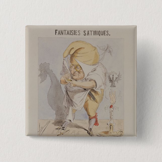 Bóton Quadrado 5.08cm Fantasia Satirical, caricatura de Adolfo (Frente)