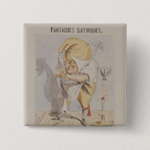 Bóton Quadrado 5.08cm Fantasia Satirical, caricatura de Adolfo