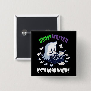 Bóton Quadrado 5.08cm Fantasma Engraçado Escritor Fantasma