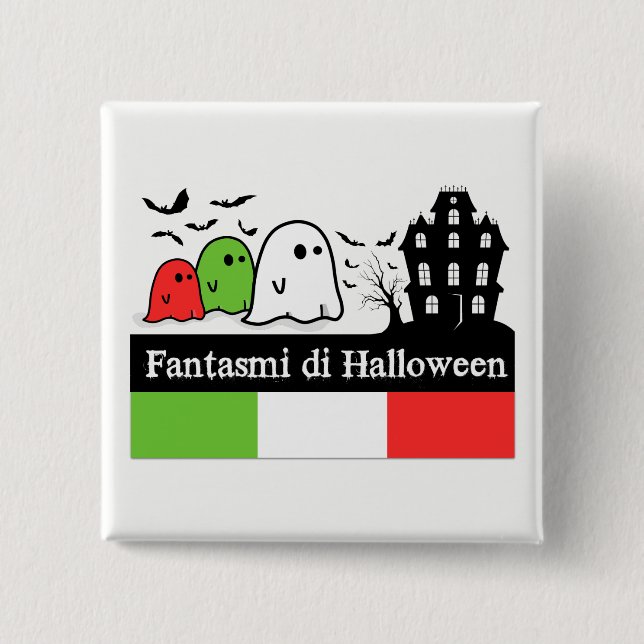 Bóton Quadrado 5.08cm Fantasmas do Halloween Italiano, Fantasmi di Hallo (Frente)