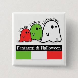 Bóton Quadrado 5.08cm Fantasmas do Halloween Italiano, Fantasmi di Hallo