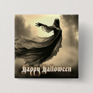 Bóton Quadrado 5.08cm Fantasmas Femininas Negras no Inferno - Halloween