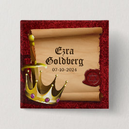 Bóton Quadrado 5.08cm Fantasy Sword Crown Medieval Bar Mitzvah