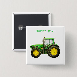 Bóton Quadrado 5.08cm Farmers John Deere Tractor
