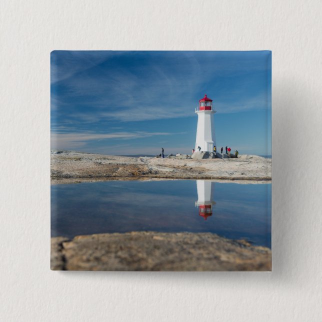 Bóton Quadrado 5.08cm Farol | Canadá da angra de Peggy (Frente)