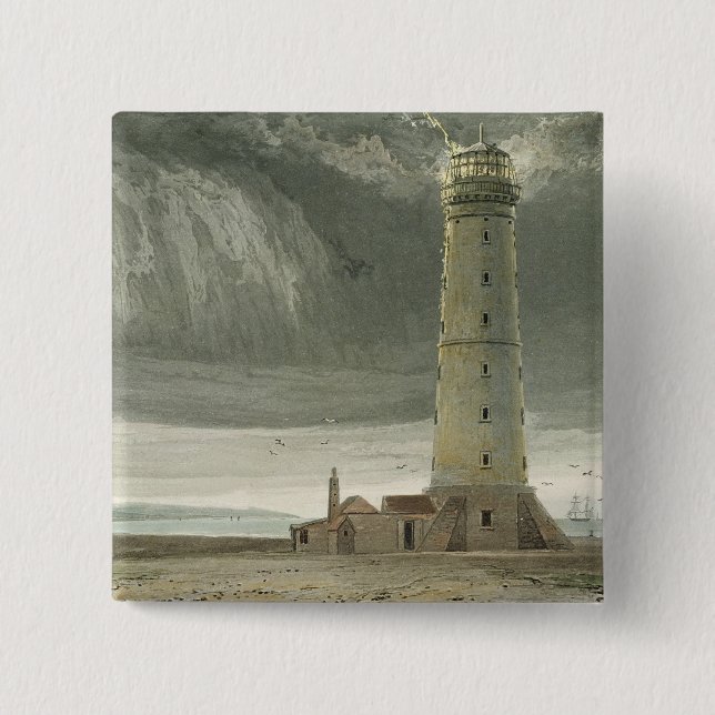 Bóton Quadrado 5.08cm Farol de Dungeness, 'de uma viagem em torno do (Frente)