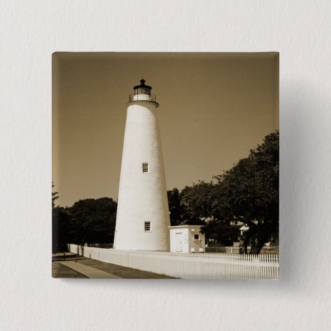 Bóton Quadrado 5.08cm Farol Ocracoke (Frente)