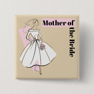 Bóton Quadrado 5.08cm Fashion Noiva Mãe Neutra da Praça Bride