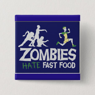 Bóton Quadrado 5.08cm Fast food do ódio dos zombis