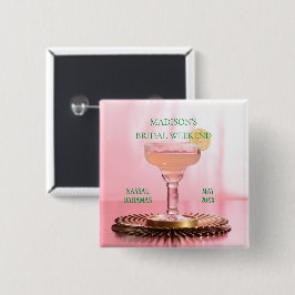 Bóton Quadrado 5.08cm Favor da Festa de solteira Margarita Bridal Rosa