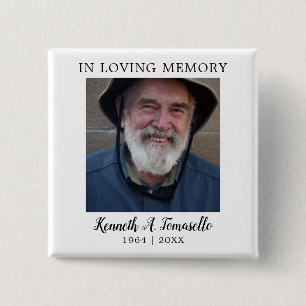 Bóton Quadrado 5.08cm Favor Fúnebre Memorial Clássico