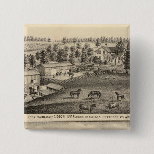 Bóton Quadrado 5.08cm Fazendas de G Ives, Oakland, e A Wheeler, Pewaukee