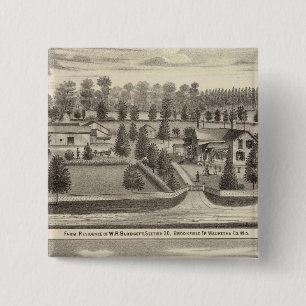 Bóton Quadrado 5.08cm Fazendas e residências de WR Blodgett & GC Daubne