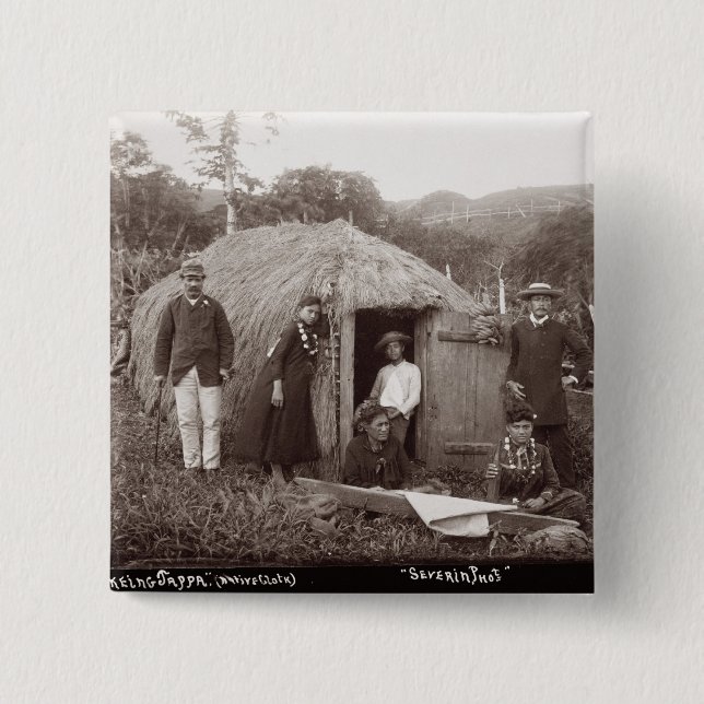 Bóton Quadrado 5.08cm Fazer Tappa, um pano nativo, c.1875 (foto do (Frente)