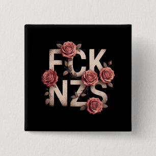 Bóton Quadrado 5.08cm FCK NZS Floral Contra a Direita Sem Nazistas Lgbtq