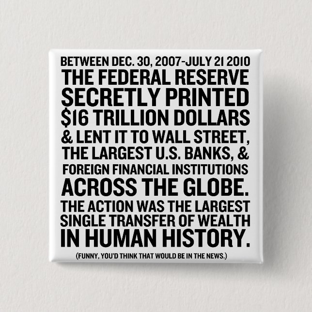 Bóton Quadrado 5.08cm Federal Reserve examina (Frente)