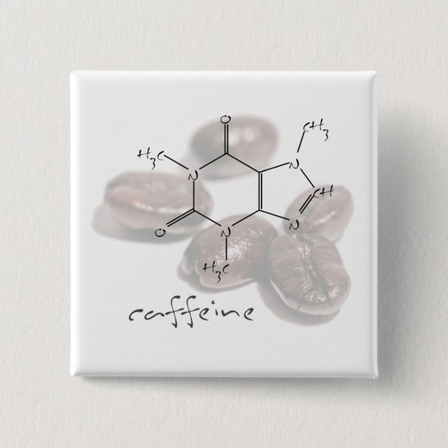 Bóton Quadrado 5.08cm Feijões da cafeína (Frente)