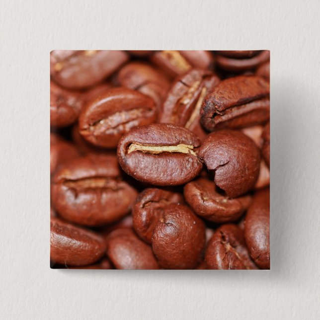 Bóton Quadrado 5.08cm Feijões de café torrados (Frente)