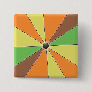 Bóton Quadrado 5.08cm Feixes gráficos coloridos alaranjados